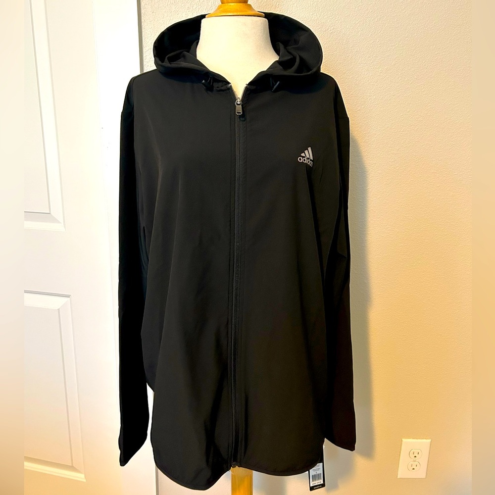 Men’s Adidas Golf Zip-up Black Lightweight Athletic Jacket NWT Size Large